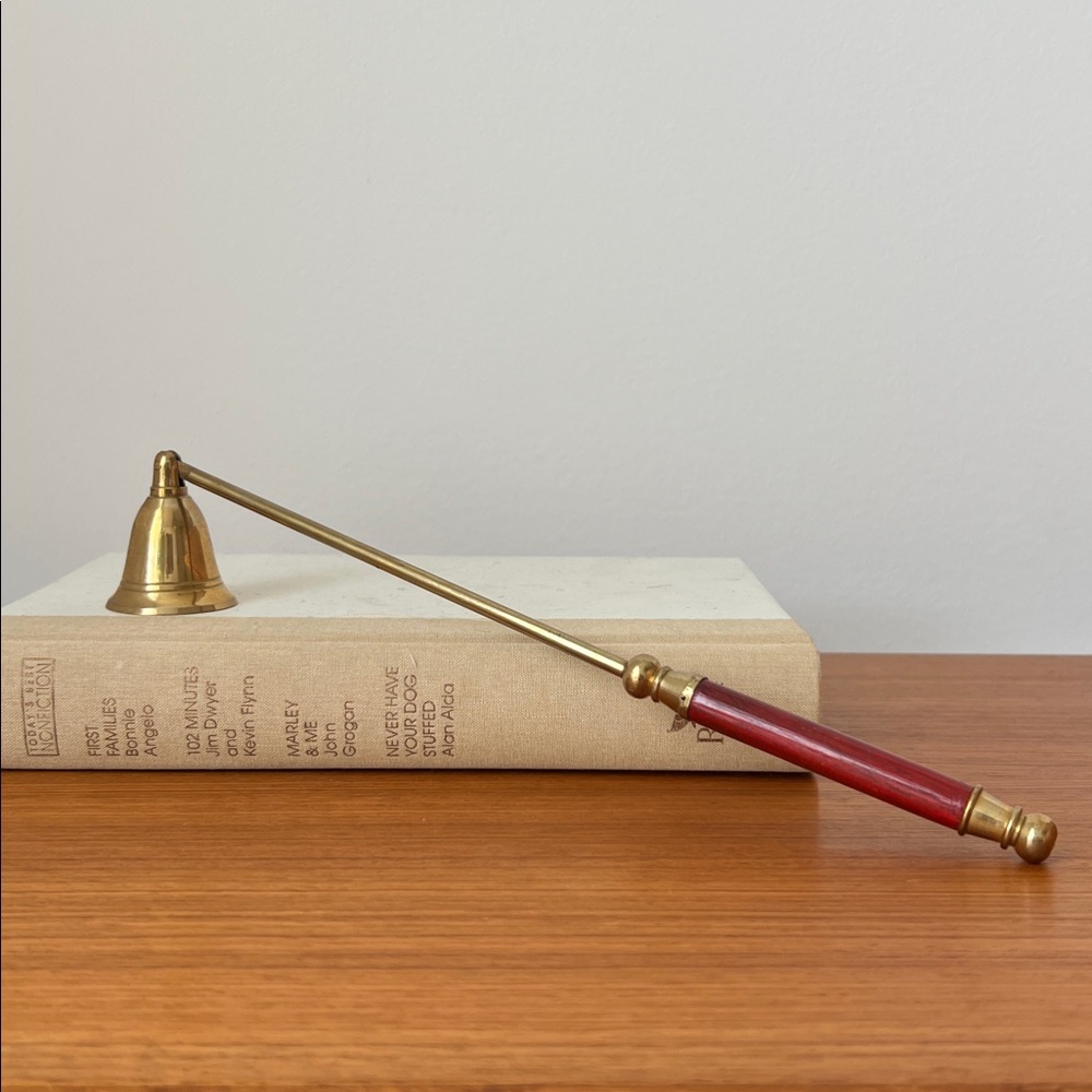 Vintage Brass Candle Snuffer with Wooden Handle